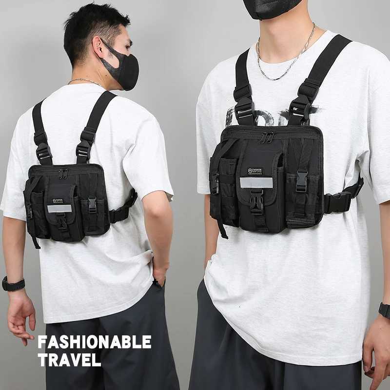 Chest Bag Waist Pack Mens Chest Pack Hip Hop Streetwear Tactical Vest Bag For Men Doub Strap Design Shoulder Bag For Men Sac Y251022