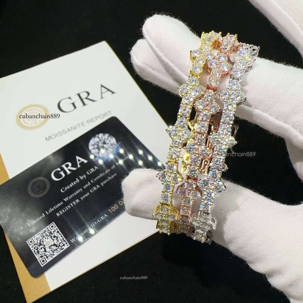 Hot Selling Sterling Sier Lab Dia Iced Out Vvs Moissanite Hip Hop Jewelry Tennis Chain BraceletFree of charge delivery