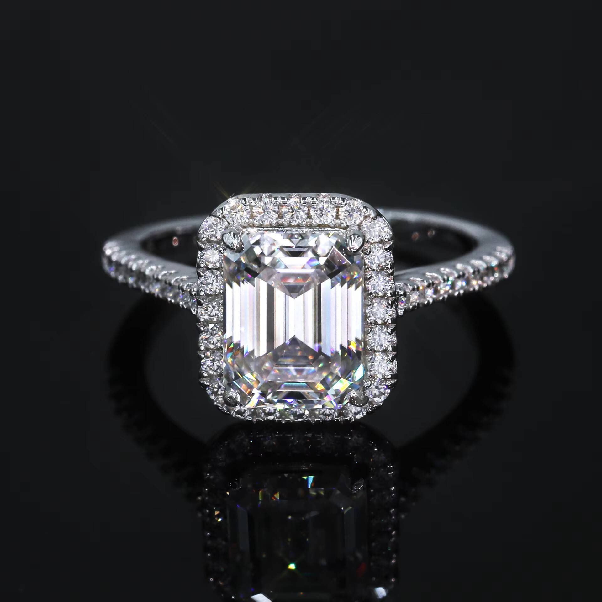 Fashion Hip Hop Moissanite Cuban Chain Ring Full of Inlaid Moissanite Electroplating Real Gold tide Mens Ring