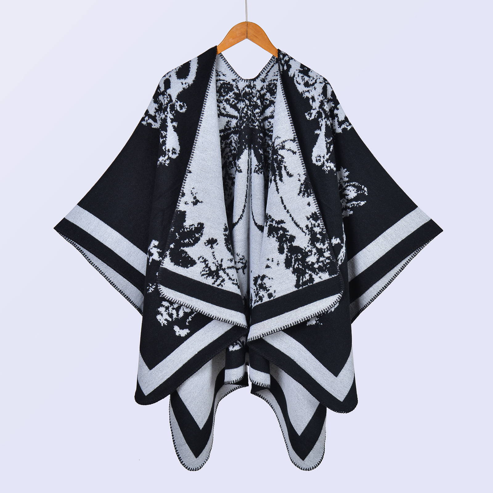 HotSelling Womens Large Shawl Scarf Autumn Winter Large Butterfly Jacquard Split Warm Cape Live Streaming