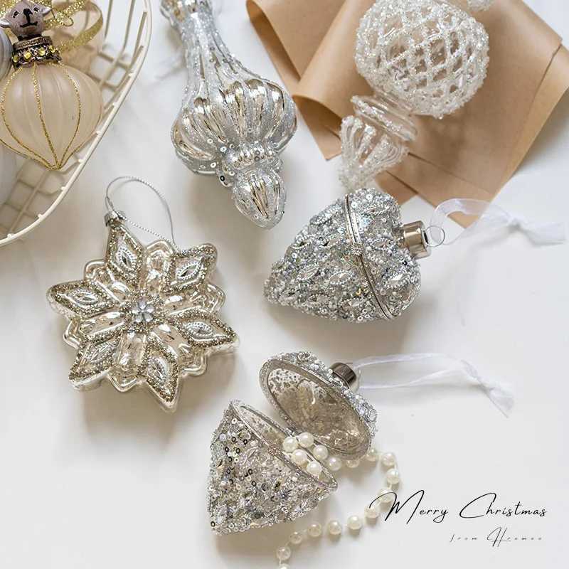 1PCS Christmas Decoration Glass Ball Shaped Pendant Squirrel Water Drop Pendant Christmas Tree Decoration Jewelry Box C251024