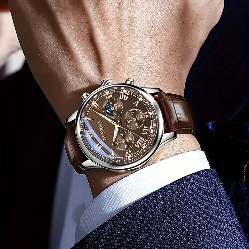 Men Business Watches Fashion Leather Strap Round Dial Males Analog Quartz Wristwatch Reloj HombreWithout Box 251023