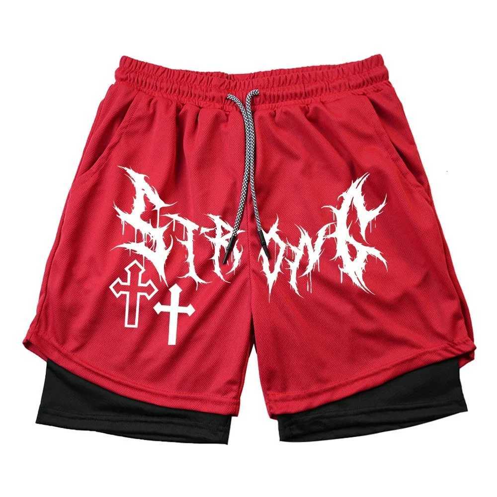 Summer Gothic Print Mens Shorts Jogger Sports Fitness Training Short Pants 2In1 Double Layer Quick Dry Running Beach ShortsXJ251025