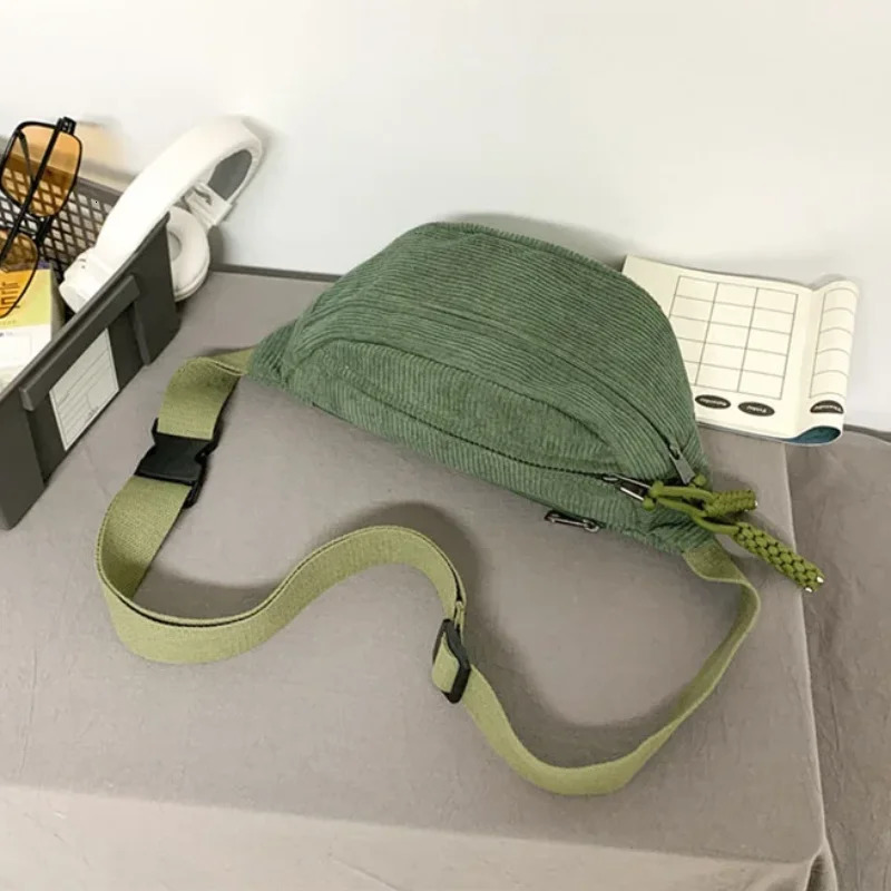 Corduroy Women Waist Pack Large Capacity Street Style Chest Bag Fanny Pack Shoulder Crossbody Bags Sling Pack Waist Belt Bag 251023