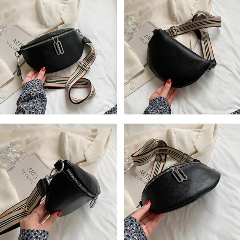 Elegant Solid Colour Soft PU Leather Fanny Packs For Women Stylish Waist Bag Female Waist Pack Ladies Charm Crossbody Chest Bag 251023