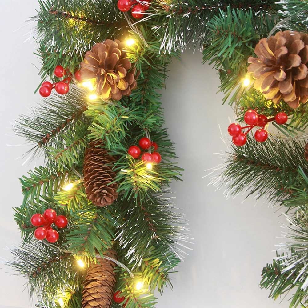 Christmas Garlands With Pinecones Red Berries Artificial Christmas Wreaths For Home Xmas Tree Stairs Door New Year Decoration C251024