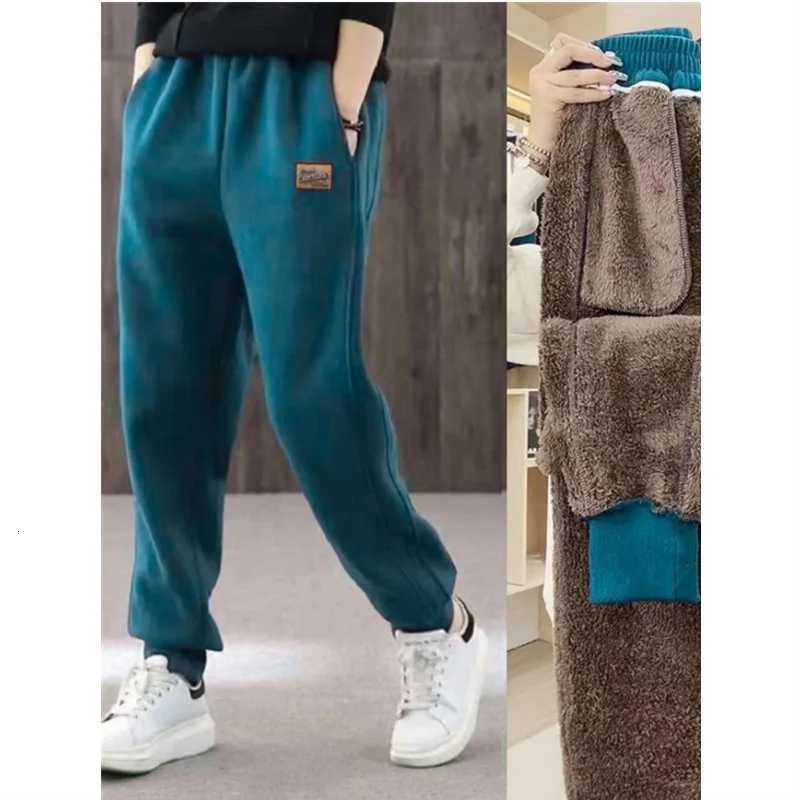 Winter Thick Warm Trousers Casual Sports Pants for Women High Waist Lambs Wool Harem Pants with Fleece Cuffed Joggers 4XLT251025