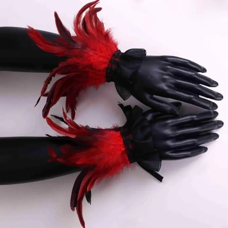 Ethnic Feathered Hand Cuffs Vintage Women Cosplay Costume Accessory Arm Sleeves 6XDA 251023