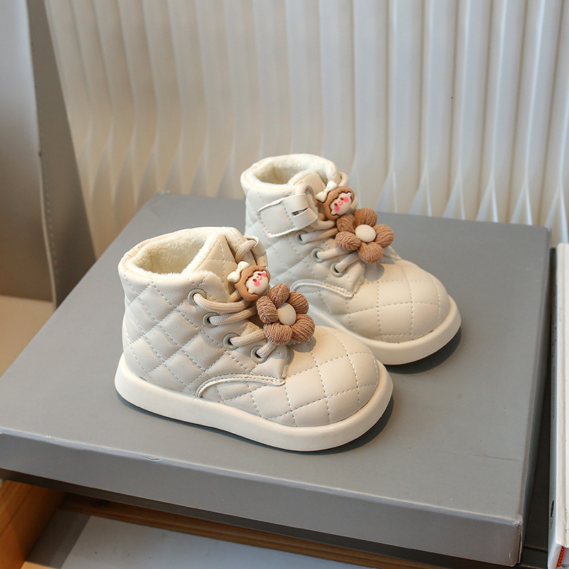 Women's designer fashion wool boots winter new item little girl Velcro short boots cotton boots soft soled baby girl cotton shoes