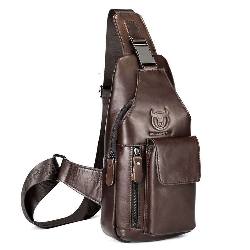 Captain Cow Goods Men S Genuine Leather Single Shoulder Chest Top Layer Cowhide Front Crossbody Bag Inch Ipad