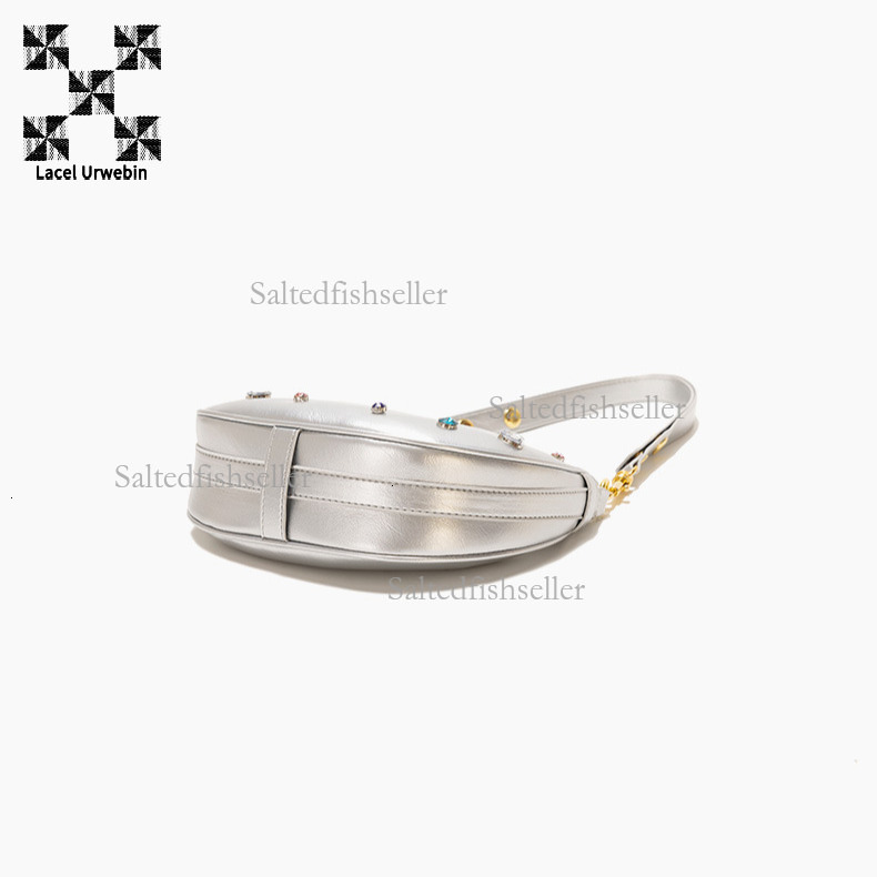 Lacel Urwebin Designer Luxury Women's Silver Crescent Bag Fashion New Single Shoulder Cross Shoulder Underarm Bag High Quality Trendy Bright Diam