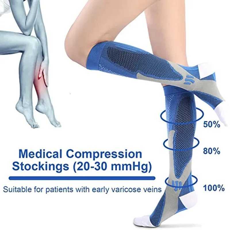 Running Men Women Compression Socks For Football Anti Fatigue Pain Relief 2030 mmhg Black Compression Socks Fit For Sport Socks Y251024