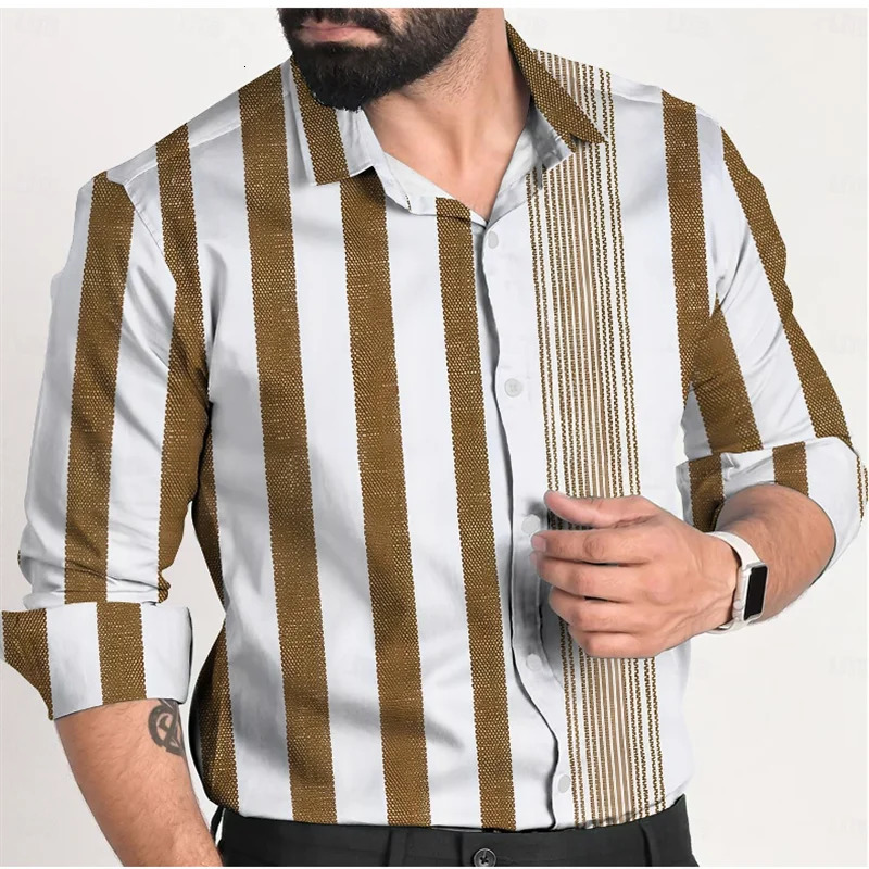 Plaid Business Casual Mens Printed Shirt Formal Spring Summer Lapel Long Sleeve Blue XS6XL FourWay Stretch Fabric Shirt 251020