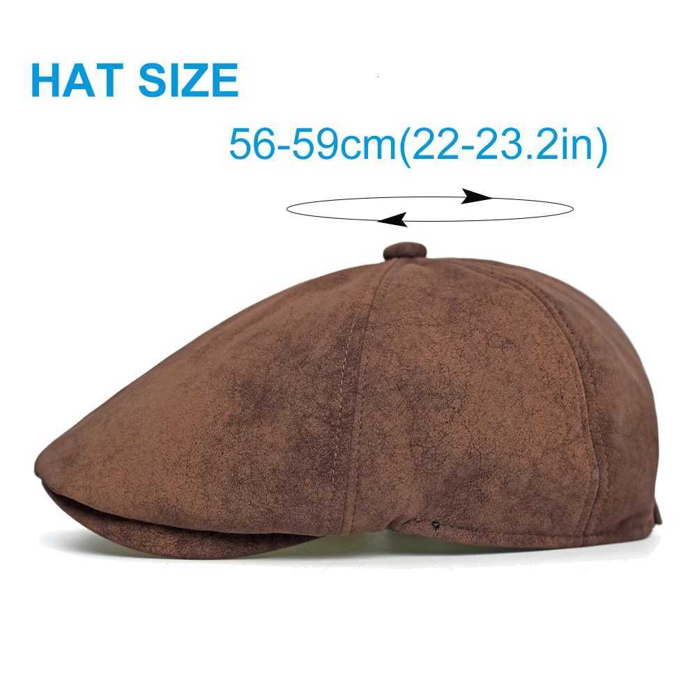 Autumn Winter Faux Leather C Newsboy C Hat Men Wen Casual Beret Solid C PU Leather Flat Cs Vintage Y251025