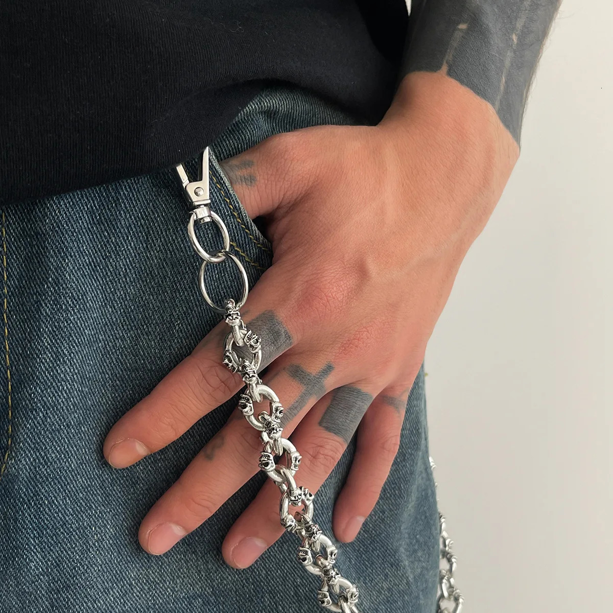 Stainless Steel Hip Hop Street Skull Long Keychains Wallet Belt Chain for Men Punk Trousers Hipster Pant Jeans Chain Jewelry 251023