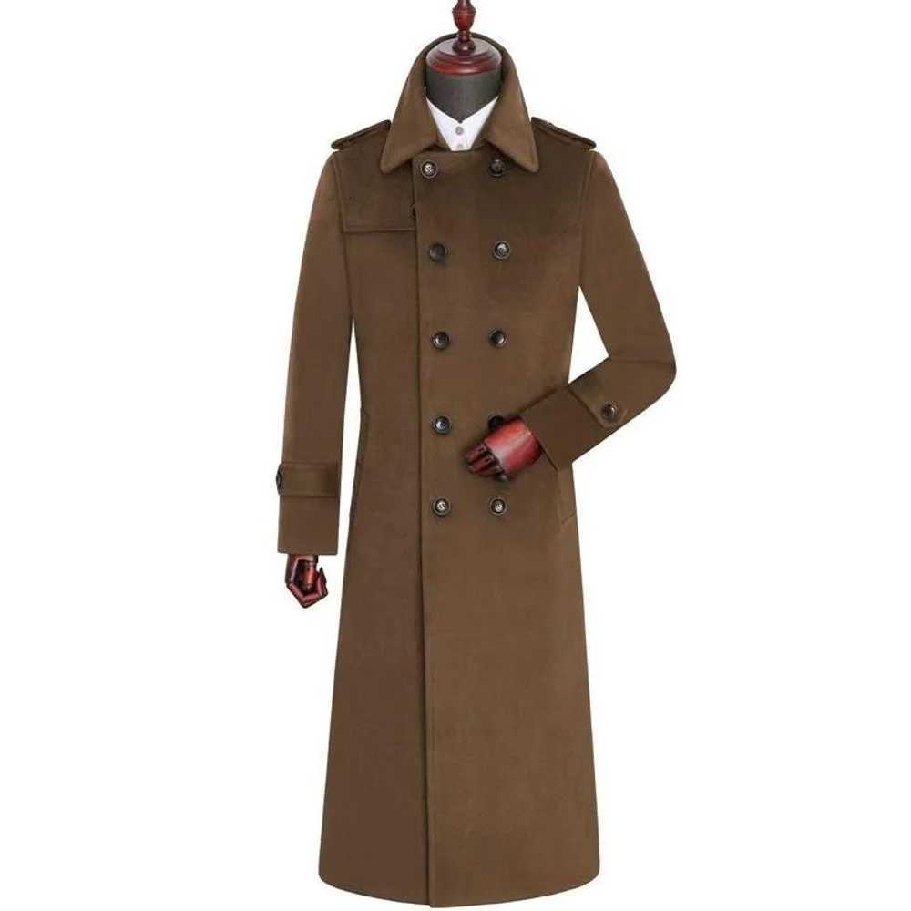 Woolen Pea Coat For Men Overtheknee Extralong Winter Business Casual Korean Style Slim Fit Cashmere Military Coat Plus SizeT251025