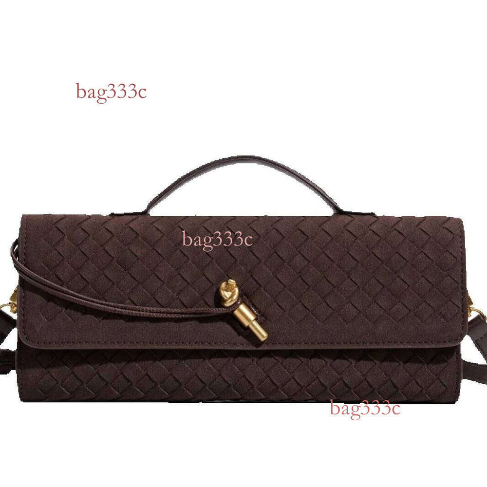 Handwoven Cowhide Evening Fashion Clutch Exquisite Versatile Handbag Crossbody Baguette Bag Matte Cowhide Woven Bag