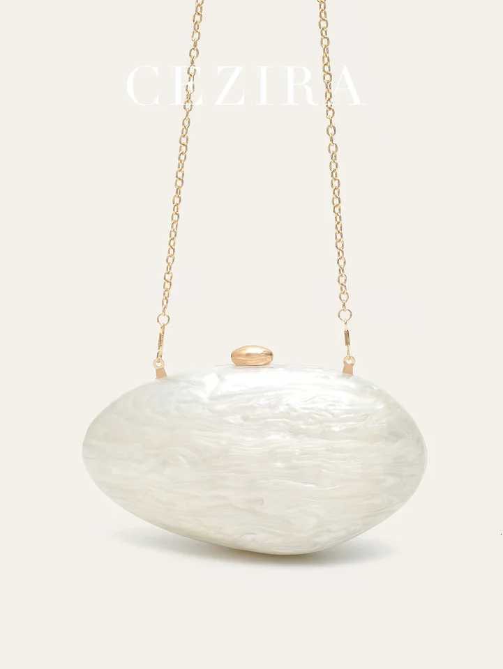 Fashion Womens Glamorous Elegant Novelty Shell Shaped Clutch Solid Color Acrylic Long Chain Evening Bag Party Dinner Banquet Z251024