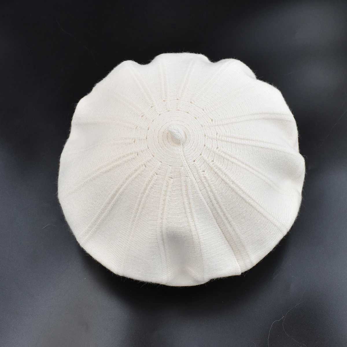 New Wen knitted beret resilient Solid white Beret Hat Fem Sweater cfortable Autumn and Winter warm beret Striped c hot Y251025
