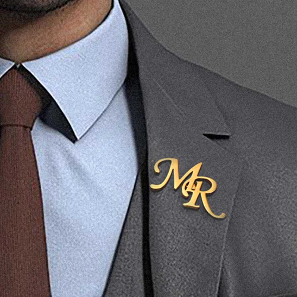 My Shape Custom Initials Brooch for Mens Suit for Casual Sweater Coat Personalized Letters Pins Badge Nameplate Brooch Jewelry J251115