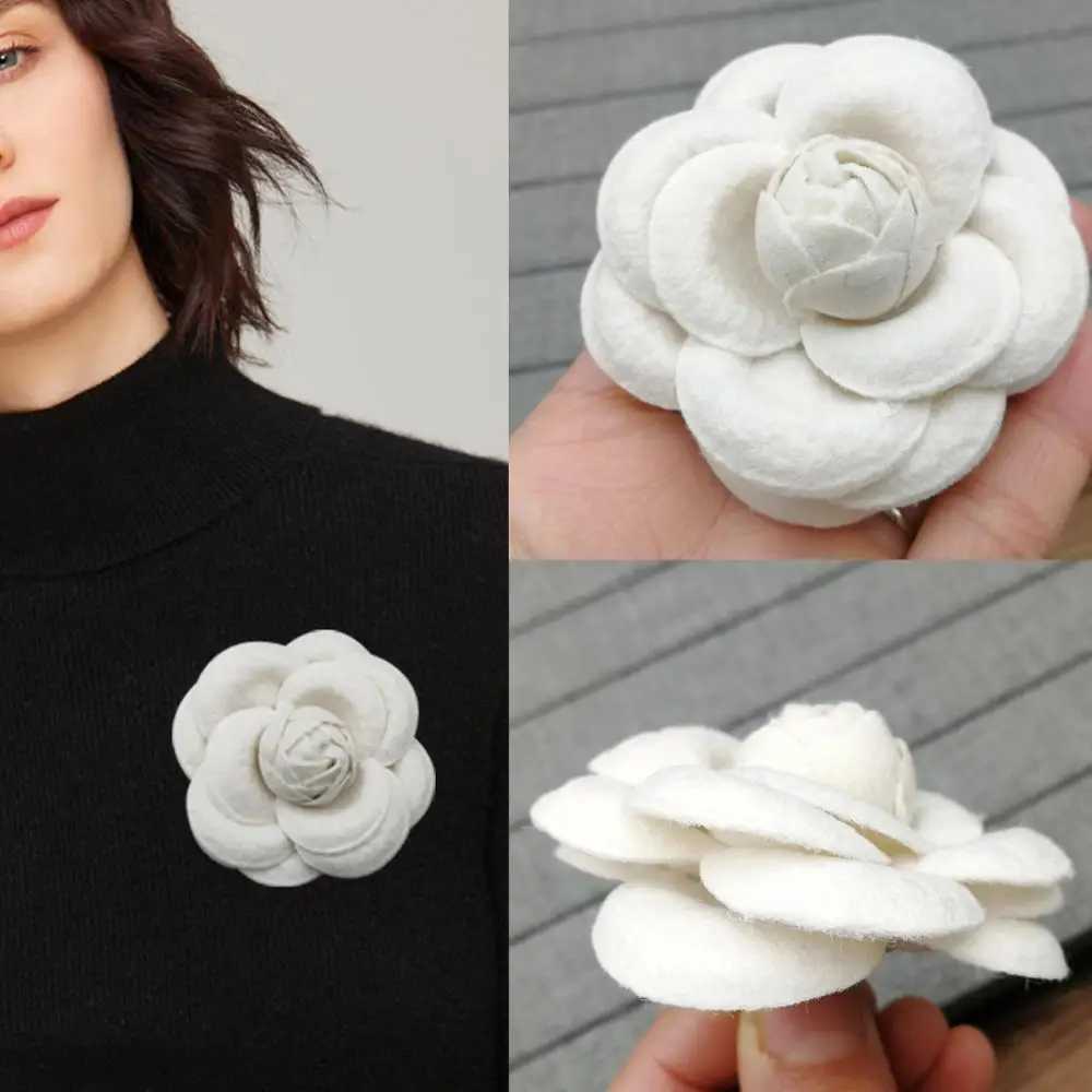 Big Fabric Camellia Brooch Luxury Imitation Wool Pin Brooches for Women Fashion Clothes Corsage Jewelry Accessories J251115