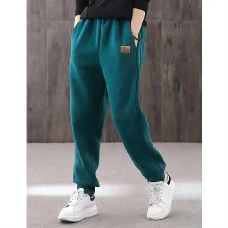 Winter Thick Warm Trousers Casual Sports Pants for Women High Waist Lambs Wool Harem Pants with Fleece Cuffed Joggers 4XLT251025