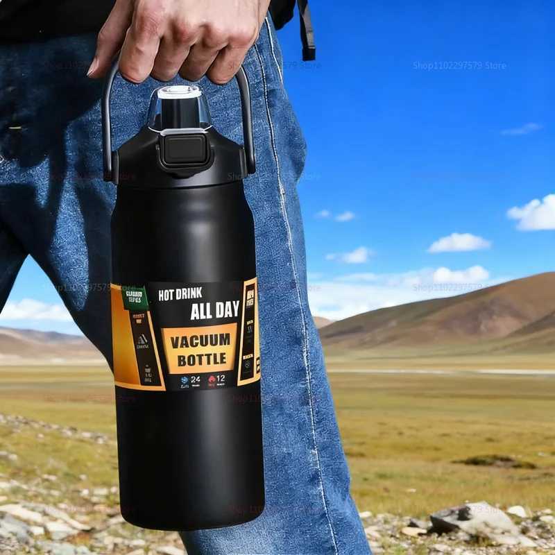 Insulated Stainless Steel Travel Mug 1000ml 1500ml Large Capacity Camping Car Cup Hot Cold Drink Insulation Durable Outdoor Car J251025