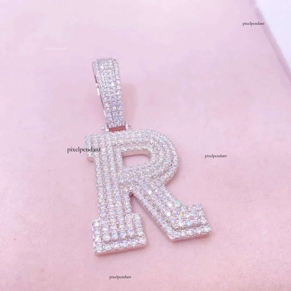 Vermeil Sterg Sier Necklace Hip Hop Fine Jewelry Iced Out Vvs Moissanite Dia Initial Letters Pendant Necklaces Men