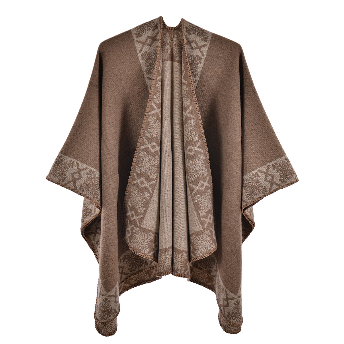 New Womens Split Shawl Autumn Winter Ethnic Style Imitation Cashmere Thickened Warm Cape Scarf Outerwear