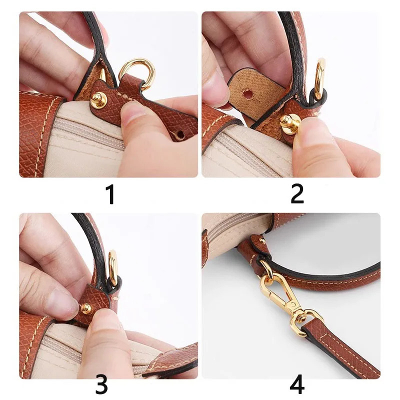 Leather Replacement Crossbody Bag Strap For Longchamp Mini Bag Shoulder Strap Without Punching Modification Bag Accessories 251022