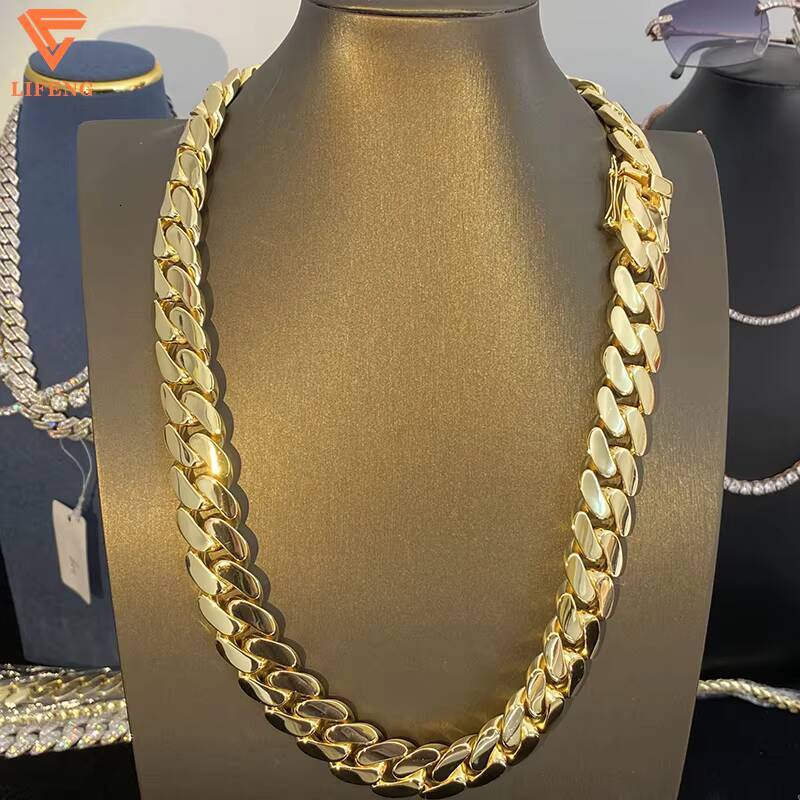 20mm Miami Monaco Cuban Link Chain Gold Plated 925 Sterling Silver Necklace Big Chains for Men High Quality Hip Hop Jewelry