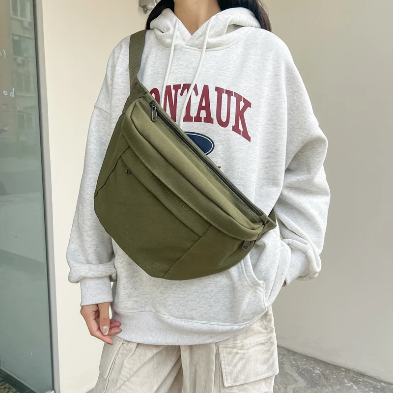 Street style Waist Bag Woman Canvas Fanny pack Phone Pack Large capacity Crossbody Chest Bags Unisex Hip hop Belt Bag Waist pack 251023