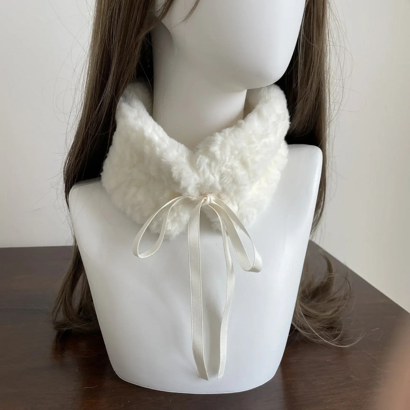 Kawaii Japanese Hairball Hair Collar Scarf Winter Thickened Warm Cute Fur Rabbit Plush Tie Rope Neckerchief Y2k Scarf 251020