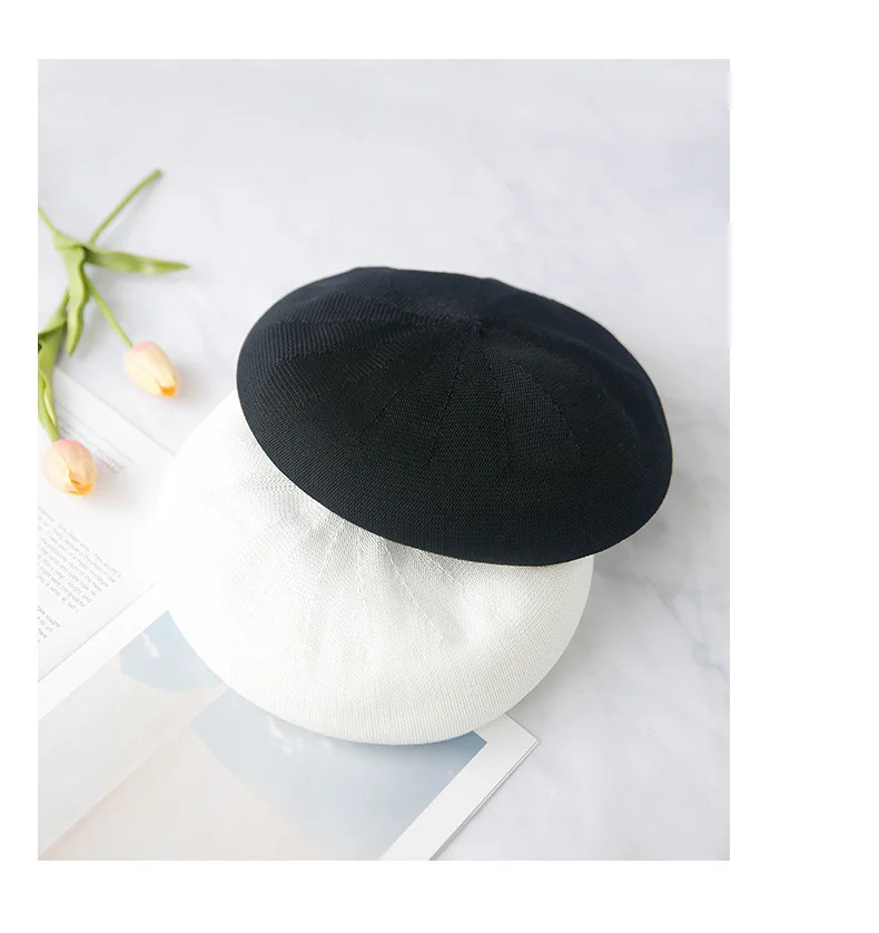 11 colors beret solid hat female knit acrylic cap spring summer autumn hat solid color top quality Women Boina Wholesale 251023