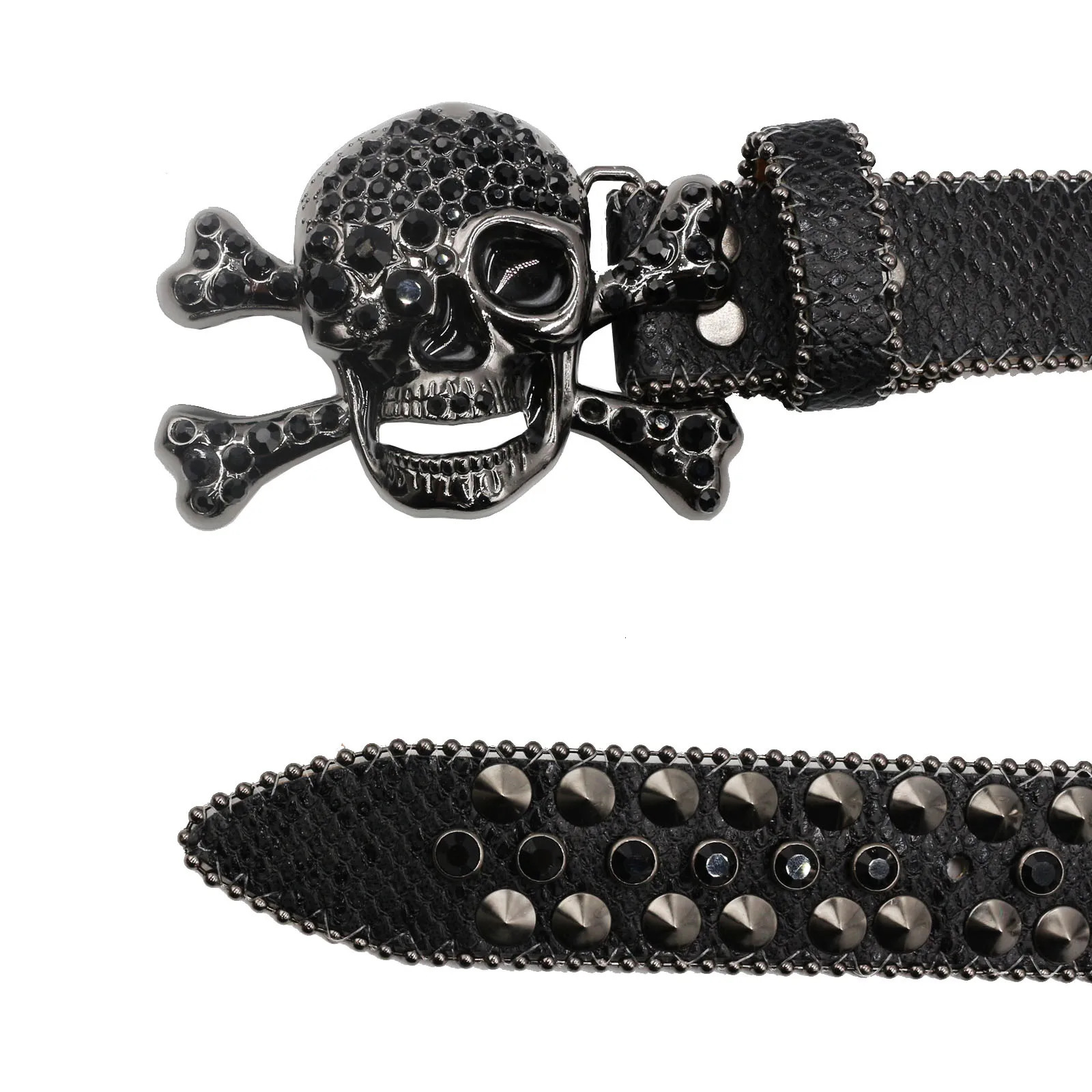 Fine Womens Jeans Rhinestone Belt Mens Belt Western Denim Shiny Rivet Leather HipHop Punk Rock Y2K Style Belt 251024
