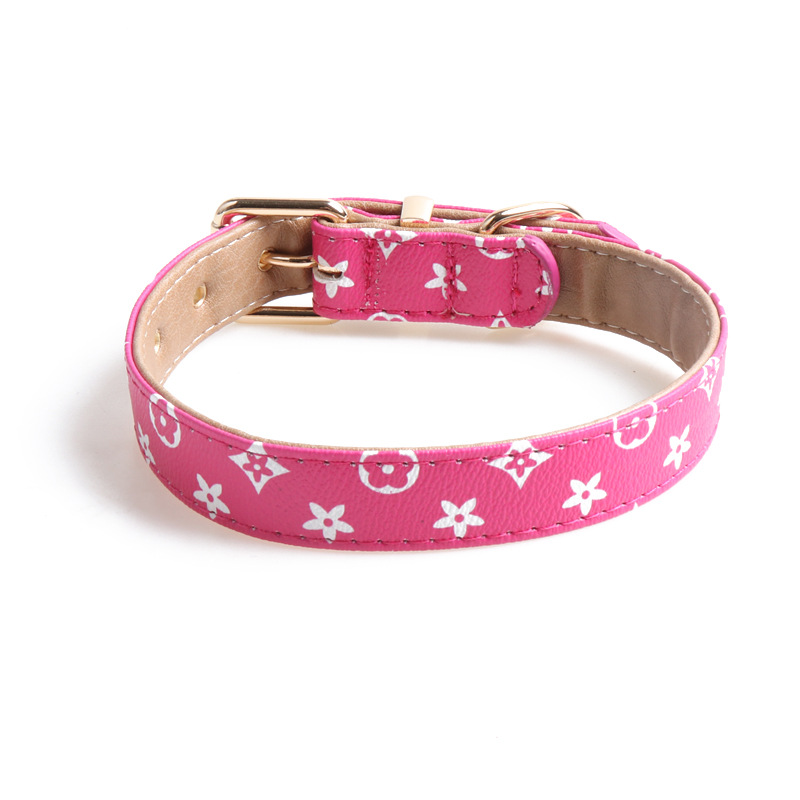 designer dog collar Designer Pet Collars Leashes Classic Print Durable PU Collar Leash Set