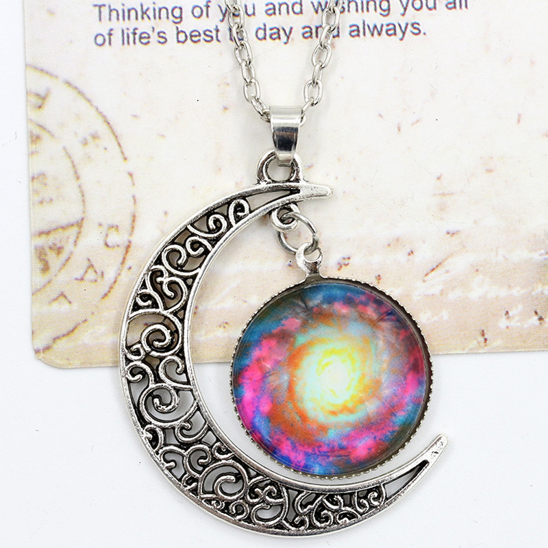 Hot Selling Starry Sky Moon Time Necklace Female Interstellar Travel Jewelry