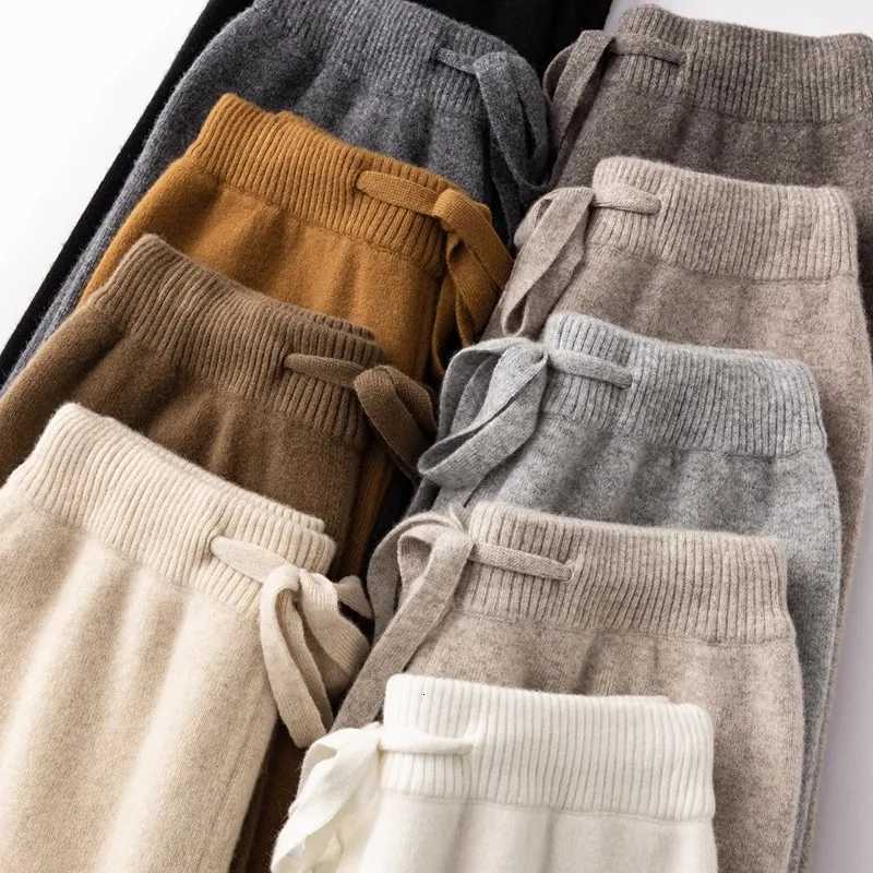 High Waist Fine Wool WideLeg Pants Womens Temperament Mop Pants Outer Wear Draping Effect Soft Glutinous Knitted TrousersT251025