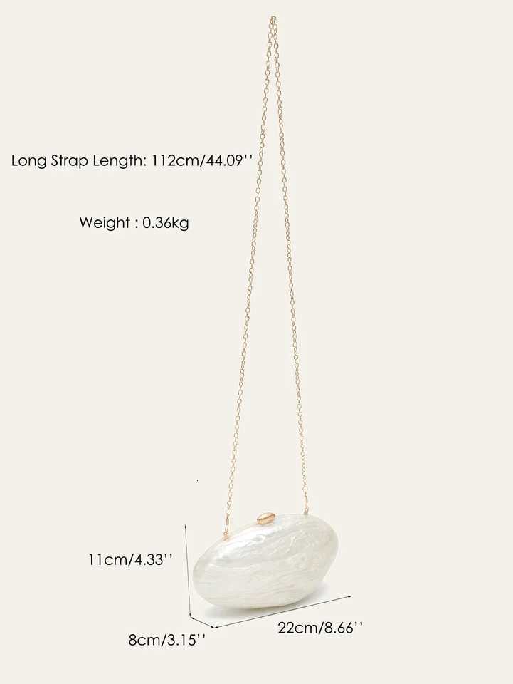 Fashion Womens Glamorous Elegant Novelty Shell Shaped Clutch Solid Color Acrylic Long Chain Evening Bag Party Dinner Banquet Z251024