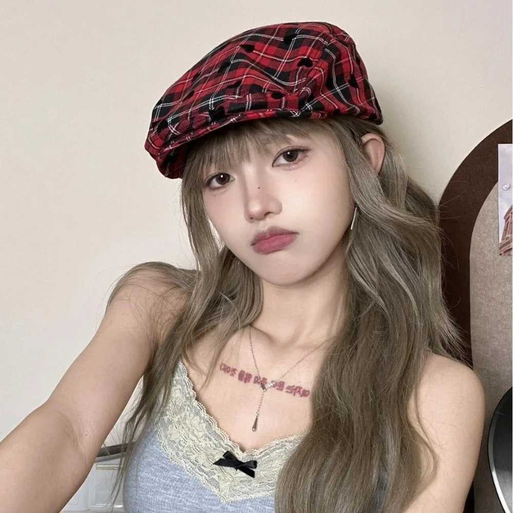 Fashion Vintage Wens Beret Janese Star Newsboy C Y2k Plaid Versatile Painter C Outdoor Y251025