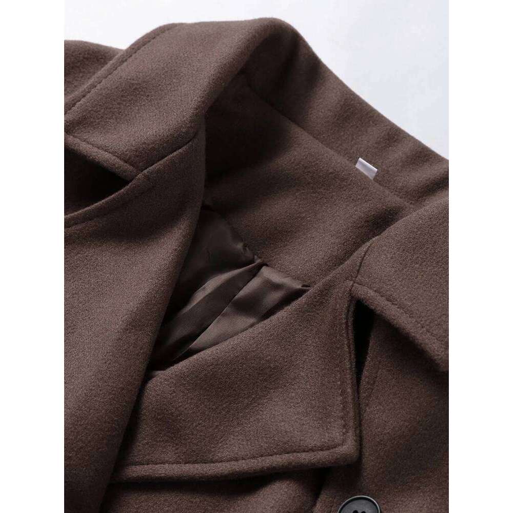 Solid Short Trench Coats For Women Lace Up Double Breasted Full Sleeves Jackets Autumn Winter Fashion High Streetwears Lady