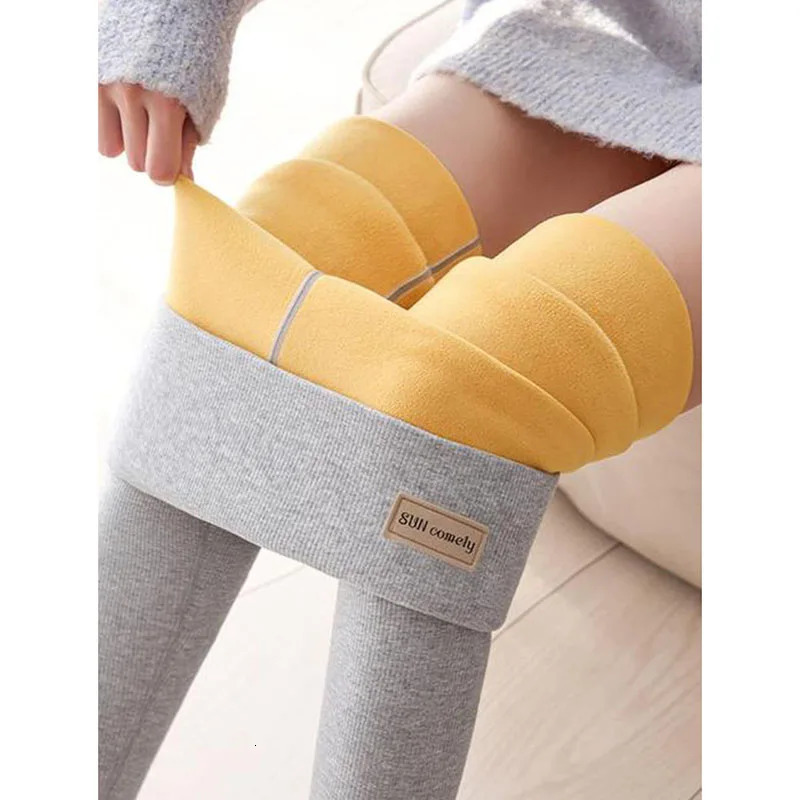 Women Winter Thickened Warm Leggings Hight Waist Fleece Lift High Stretchy Knitted Leggings Plus Velvet Tights Thermal Pants 251018