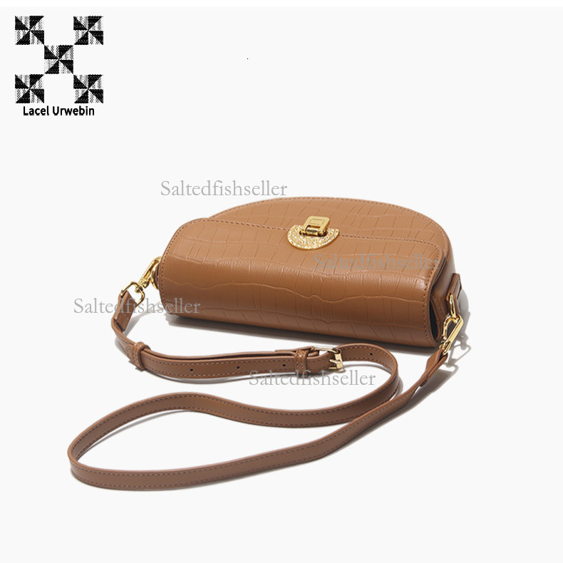 Lacel Urwebin Designer Fashion Popular Shoulder Bag Luxury Crocodile Pattern Half Moon Underarm Bag New High-end Trendy Chain Niche White Crossbody Ba