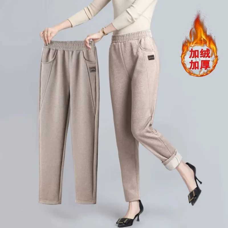 Fleece Thickened Sweatpants Autumn Fleece Thicken Warm Sweatpants Elasticwaist Harem Pants Female Warm Drawstring TrousersT251025
