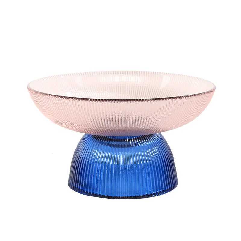 Creative Striped Fruit Plate Dessert Oatmeal Salad Bowl Living Ro Decoration Transparent Candy Nut Storage Plate Decor Y251025