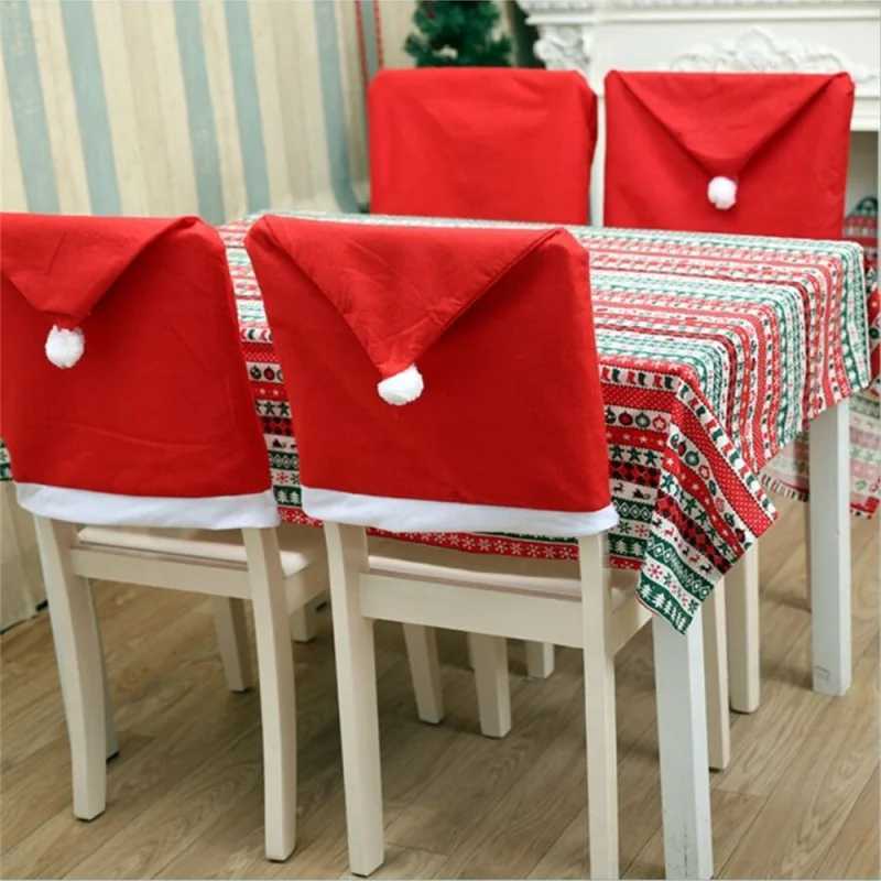 4pcs Christmas Chair Covers 25x20in Festive Holiday Decorations for Home Party Durable Fabric Seat Protectors C251024