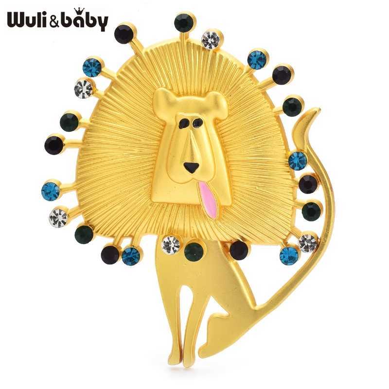 Wulibaby Vintage Lion Brooches For Women Unisex Lovely Alloy Rhinestone Animal Party Casual Brooch Pins Gifts J251115