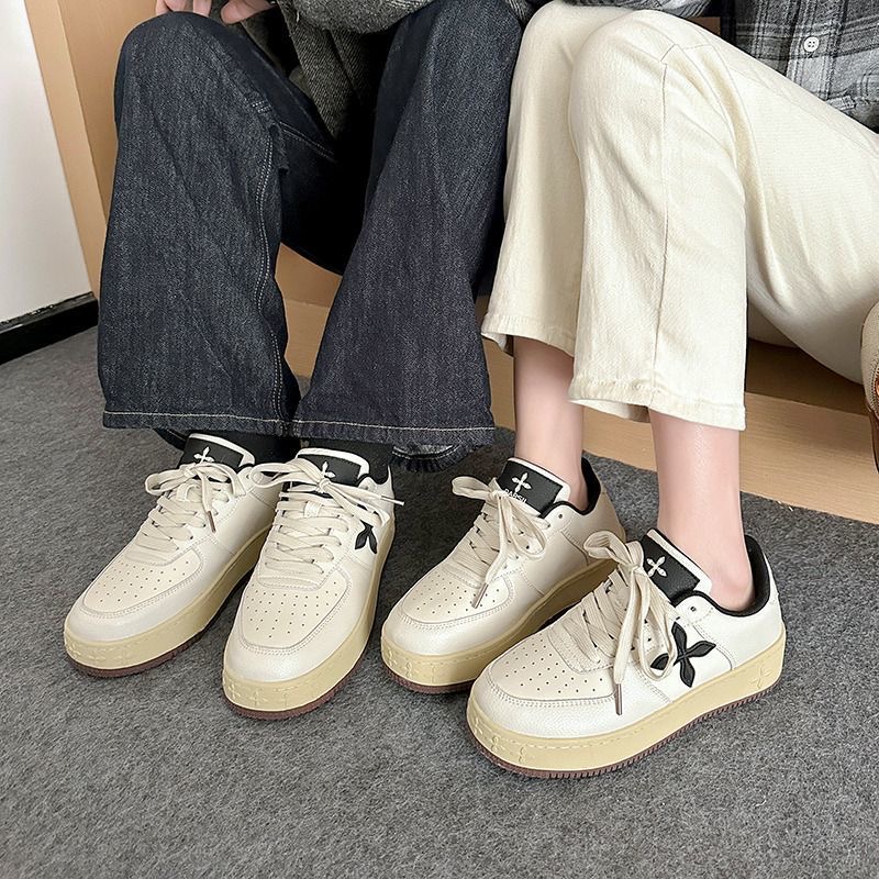 DARSII Sneakers Autumn Breathable Thick Sole Genuine Leather Height Increasing Women's Commuting Casual Shoes Men's Trendy Versatil shoes