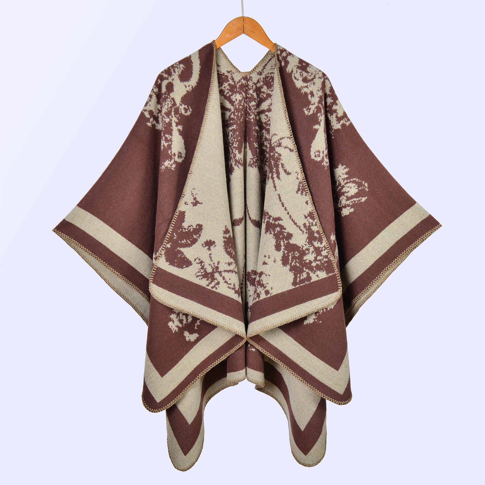 HotSelling Womens Large Shawl Scarf Autumn Winter Large Butterfly Jacquard Split Warm Cape Live Streaming