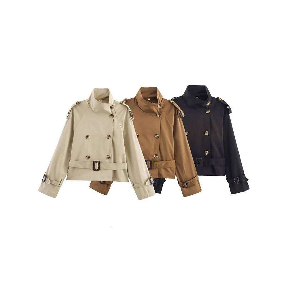 HH Women Vintage Solid Belt Trench Coat Windbreaker Double Breasted Long Sleeve Jackets Autumn Fashion High Street Lady Outwear